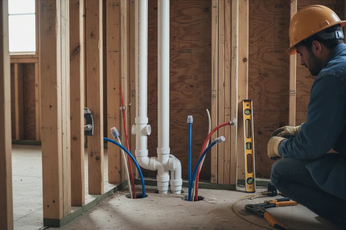 Drain and supply rough-in during Drain Cleaning in Caseyville