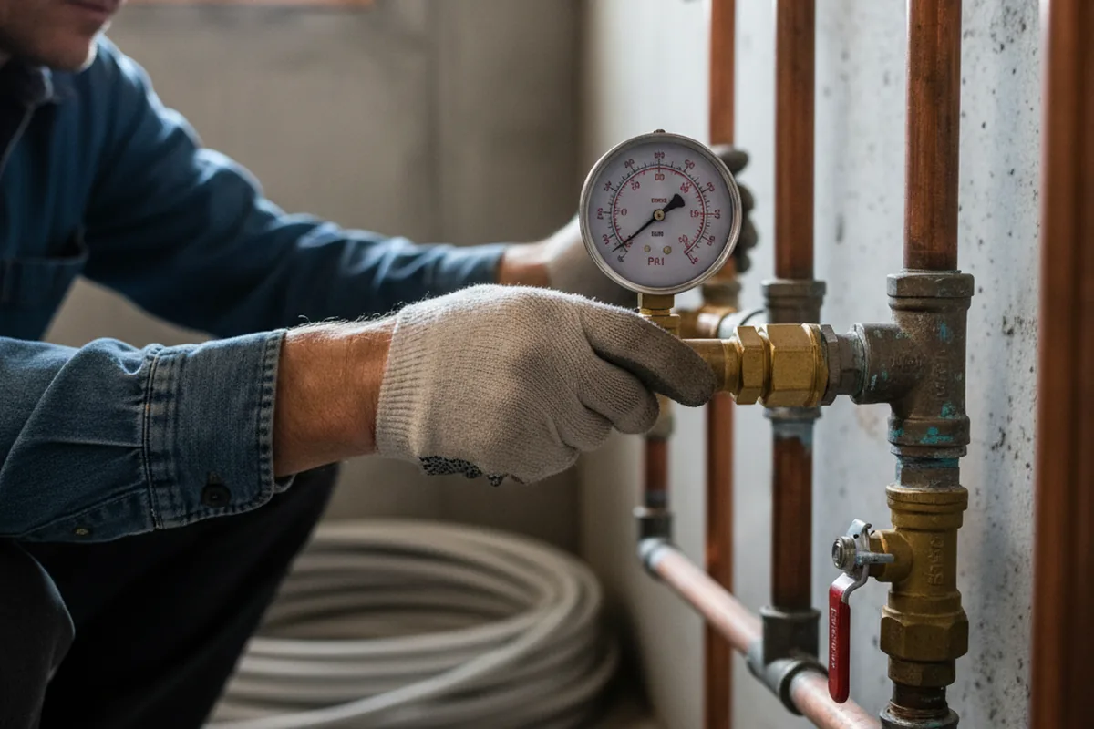 Pressure testing a repaired line during Water Line Repair in Caseyville